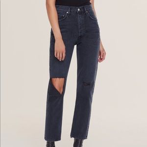 RILEY HIGH RISE STRAIGHT CROP IN CONTRABAND